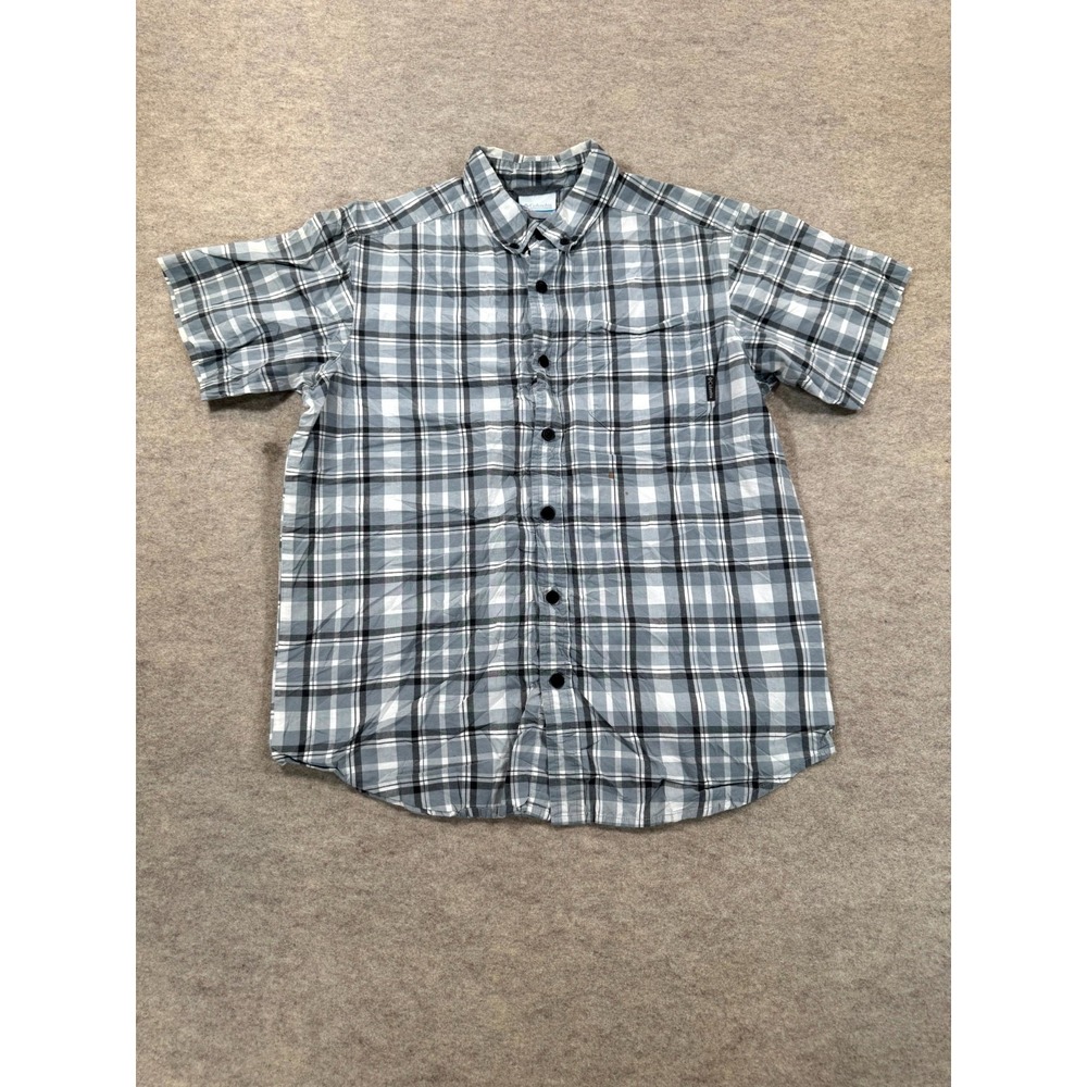 Columbia Rapid Rivers II Shirt Mens Small Multi Plaid Cotton Curved Hem 2870